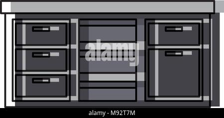 Comptoir de meubles tiroirs cabinet de droit Illustration de Vecteur