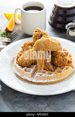 Poulet frit et des gaufres, nourriture du sud concept Banque D'Images