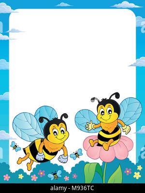 Joyeux printemps abeilles cadre thématique 1 - eps10 vector illustration. Illustration de Vecteur