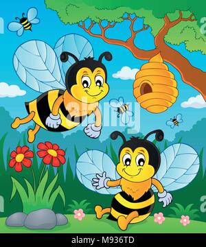 Joyeux printemps abeilles image Thème 1 - eps10 vector illustration. Illustration de Vecteur