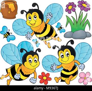 Joyeux printemps abeilles Thème 1 - eps10 vector illustration. Illustration de Vecteur