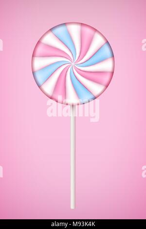 Lolipop rose bonbon sur fond rose pastel. Illustration de Vecteur