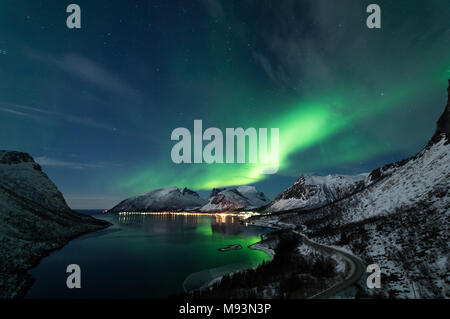 Northern Lights dans Senja, Norvège Banque D'Images