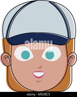 Joueur de baseball femme cartoon Illustration de Vecteur