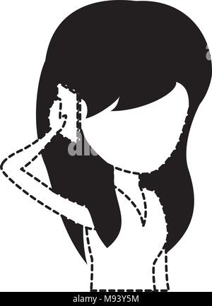 Avatar Woman talking on Cellphone sur fond blanc, vector illustration Illustration de Vecteur