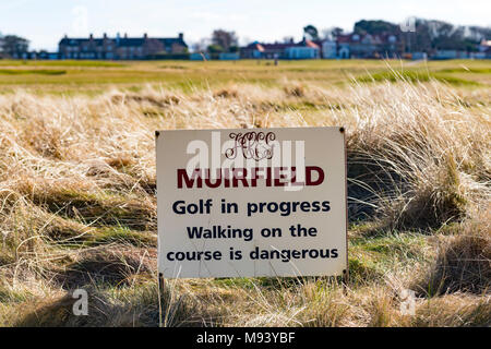 Inscrivez-vous à Muirfield Golf à Bouaye, East Lothian, Ecosse, Royaume-Uni Banque D'Images