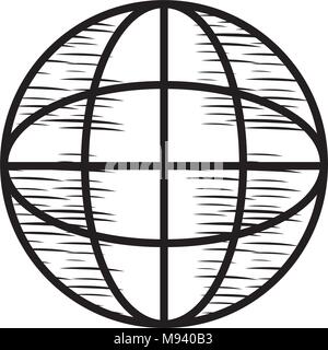 Croquis de l'icône sphère mondiale sur fond blanc, vector illustration Illustration de Vecteur
