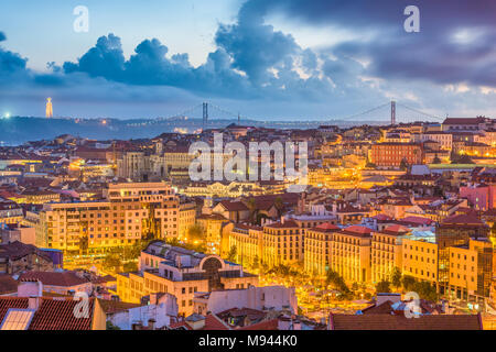 Lisbonne, Portugal Ville sur le quartier de Baixa. Banque D'Images