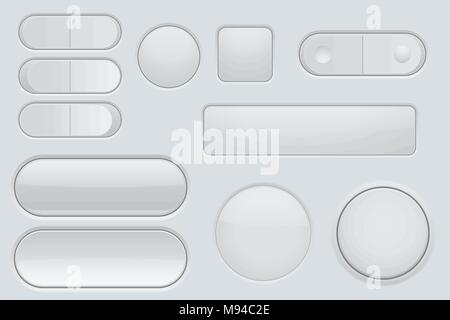 Collection de boutons de l'interface en plastique blanc Illustration de Vecteur