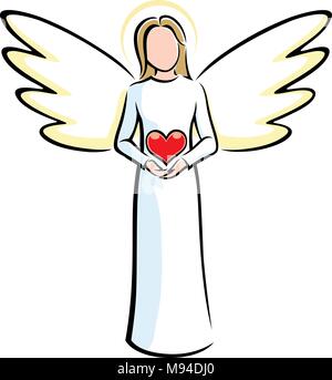 Angel holding Heart Illustration de Vecteur