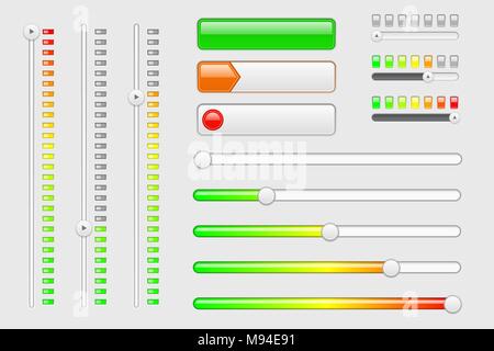 Les éléments de l'interface web. Les curseurs, Internet niveau volume bars Illustration de Vecteur