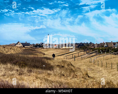 Maisons dans Blaavand au Danish côte de la mer du Nord, au Danemark Banque D'Images