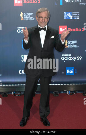 L'Italie, Rome, 21 mars 2018 : des stars assister à la tapis rouge du film David di Donatello Awards 2018 Steven Spielberg photo Photo © Fabio Mazzarella/Sintesi/Alamy Live News Banque D'Images