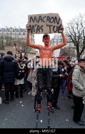 Paris, France. 22 mars 2018. Manifestation nationale de la fonction publique à Paris, France. Credit : Bernard Menigault/Alamy Live News Banque D'Images