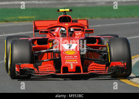 L'Albert Park, Melbourne, Australie. Mar 23, 2018. Kimi Raikkonen (FIN) # 7 de la Scuderia Ferrari équipe pendant une séance d'essais à l'Australien 2018 Grand Prix de Formule 1 à l'Albert Park, Melbourne, Australie. Bas Sydney/Cal Sport Media/Alamy Live News Banque D'Images