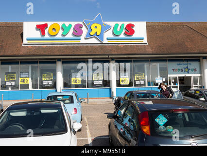 Toys R Us store shop fermer, Copdock, Ipswich, Suffolk, Angleterre, UK 21 Match 2018 Banque D'Images