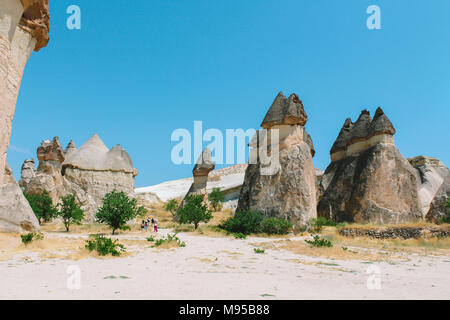 En forme de champignon de la vallée de Pasabag rock formation, cheminées de fées en Cappadoce, Turquie Banque D'Images