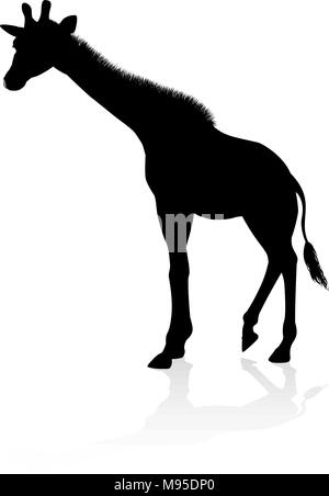 Girafe Safari Animal Silhouette Illustration de Vecteur