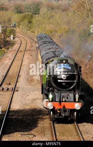 Classe A1 Pacifique No 60163 Tornado arrivant à Kemble avec le Thames Tornado railtour, 7th novembre 2009. Banque D'Images