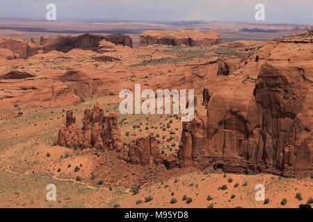 Monument Valley, Hoodoos vu de Hunts Mesa Banque D'Images