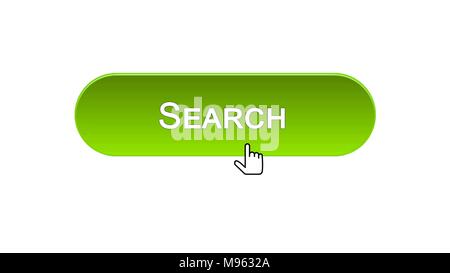 Interface web de recherche du bouton sur lequel vous cliquez avec le curseur de la souris, la couleur verte, la surveillance, les séquences Banque D'Images