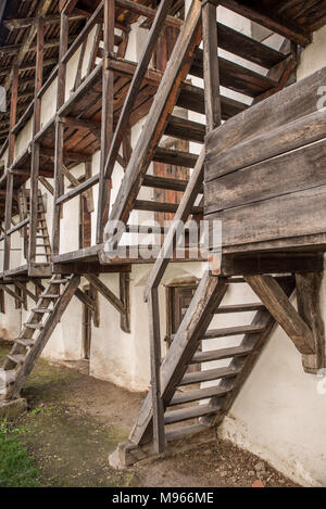 Les chambres du mur Prejmer église fortifiée, Roumanie Banque D'Images