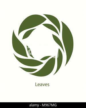 L'étiquette laisse abstract design. Icône ronde. Beau jardin Logo Entreprise. Illustration de Vecteur