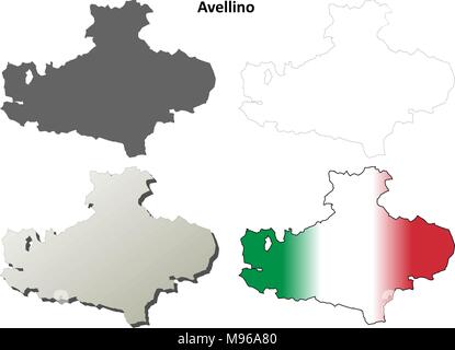 Avellino blank aperçu détaillé de l'ensemble de cartes Illustration de Vecteur