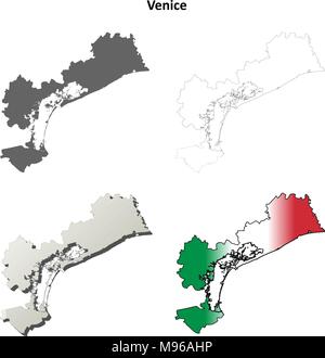 Vide Venise plan détaillé de l'ensemble de cartes Illustration de Vecteur