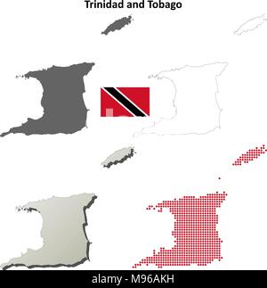 Trinité-et-Tobago carte contour défini Illustration de Vecteur