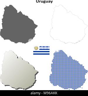 Uruguay carte contour défini Illustration de Vecteur