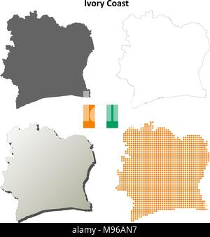 Côte d'Ivoire carte contour défini Illustration de Vecteur