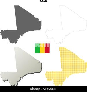 Mali carte contour défini Illustration de Vecteur