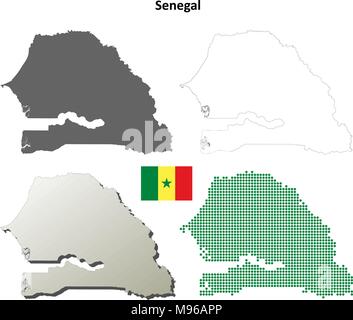 Sénégal carte contour défini Illustration de Vecteur