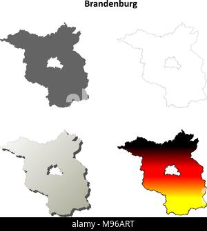 L'ensemble de cartes contour Brandebourg Illustration de Vecteur