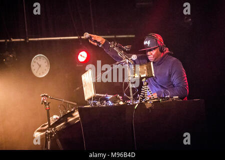 Norvège, Oslo - le 21 février 2018. Le rappeur américain, DJ et le parolier Grandmaster Flash effectue un concert live au Parkteatret à Oslo. (Photo crédit : Gonzales Photo - Terje Dokken). Banque D'Images