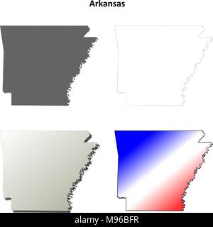 L'Arkansas carte contour défini Illustration de Vecteur