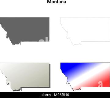 Montana carte contour défini Illustration de Vecteur