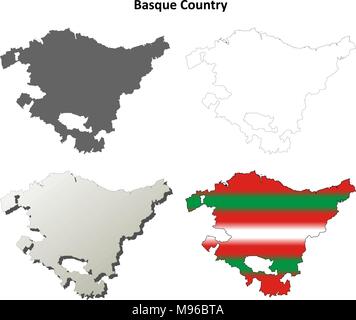 Pays Basque contour plan set - version Basque Illustration de Vecteur