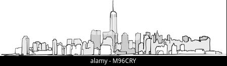 New York City Skyline Dessin. Vector Concept Illustration infographie Bannière de et le marketing. Illustration de Vecteur