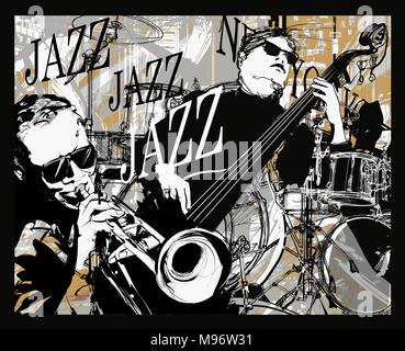 Jazz Band sur un grunge fond - vector illustration Illustration de Vecteur