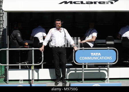 Melbourne, Australie. Mar 23, 2018. Eric BOULLIER (fra), Directeur de Course de Mclaren F1, portrait au cours de 2018 Championnat de Formule 1 à Melbourne, Grand Prix d'Australie, du 22 au 25 mars - Photo Sport Automobile : Championnat du Monde de Formule 1 de la FIA 2018, Melbourne, Victoria : mécaniques : Formule 1 2018 Rolex Grand Prix d'Australie, de crédit : dpa/Alamy Live News Banque D'Images