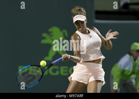 KEY BISCAYNE, Floride - 22 mars : Madison Keys au jour 10 de l'Open de Miami à Crandon Park Tennis Center le 22 mars 2018 à Key Biscayne, en Floride. People : Madison Keys Banque D'Images