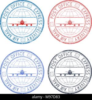 Oblitérations. Timbres d'encre enveloppes Illustration de Vecteur