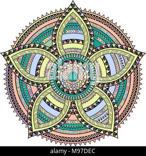 Mandala. Motif à fleurs décoratif oriental couleur Illustration de Vecteur