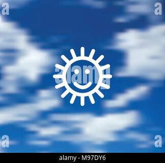 Sourire soleil Ciel bleu fond icon. Illustration de Vecteur
