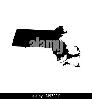 La carte de l'état américain de Massachusetts Illustration de Vecteur