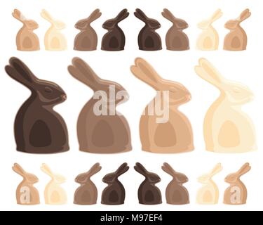 Un vecteur illustration au format eps de Dark and Light lapins en chocolat pour les vacances de Pâques isolé sur fond blanc Illustration de Vecteur