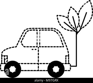 Leafs plante avec l'icône de l'écologie de voiture Illustration de Vecteur