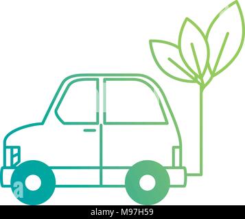 Leafs plante avec l'icône de l'écologie de voiture Illustration de Vecteur